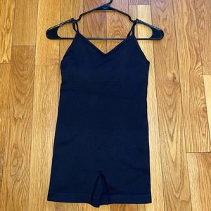 Black Ribbed Shorts Bodysuit